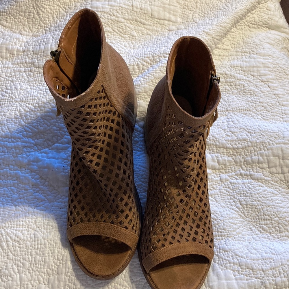 Tan booties. Size 10